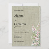 ピンク素朴ミントグリーン植物性結婚フローラ 招待状 (正面)