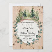 ピンク素朴ミントユーカリ林結婚フローラ 招待状 (正面)