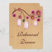 ピンク素朴メイスンジャースリハーサルディナー招待状 招待状 (正面/裏面)