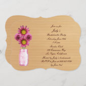 ピンク素朴メイスンジャーバチェロレッテ招待状 招待状 (正面/裏面)