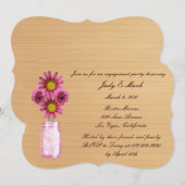 ピンク素朴メイスンジャー婚約パーティ招待状 招待状 (正面/裏面)