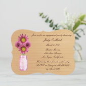 ピンク素朴メイスンジャー婚約パーティ招待状 招待状 (スタンド正面)