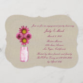 ピンク素朴メイスンジャー婚約パーティ招待状 招待状 (正面/裏面)