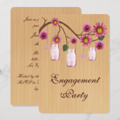 ピンク素朴メイソンジャース婚約パーティ招待状 招待状 (正面/裏面)