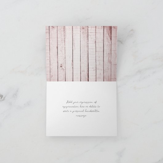 ピンク素朴モノグラ結婚ムありがとう サンキューカード (内部)