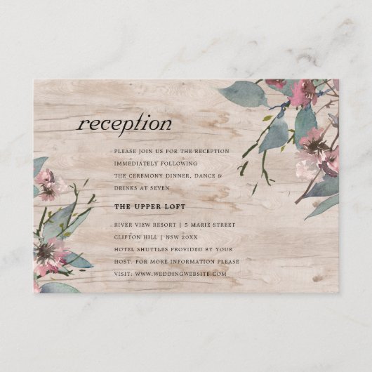 ピンク素朴ユーカリフローラ結婚披露宴 エンクロージャーカード (正面)