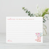 ピンク素朴レインブーツ&フラワーズブライダルシャワー アドバイスカード (スタンド正面)