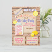 ピンク素朴レモネードバースデーパーティ招待状 招待状 (スタンド正面)