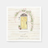 ピンク素朴ローズコテージガーデンベージュ結婚ズ スタンダードカクテルナプキン (正面)