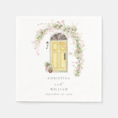 ピンク素朴ローズコテージ庭園の結婚式 スタンダードカクテルナプキン (正面)