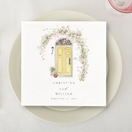 ピンク素朴ローズコテージ庭園の結婚式 スタンダードカクテルナプキン