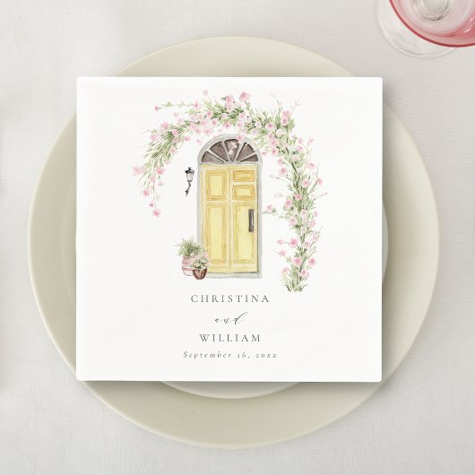 ピンク素朴ローズコテージ庭園の結婚式 スタンダードカクテルナプキン