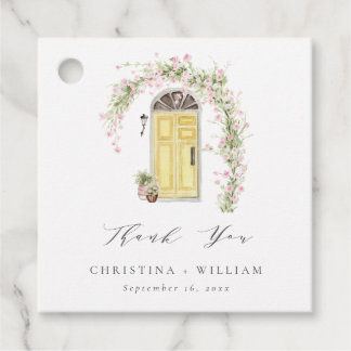 ピンク素朴ローズコテージ庭園の結婚式 フェイバータグ