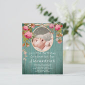 ピンク素朴ローズズティール（緑がかった色）ブルーバーンウッド誕生日 (スタンド正面)