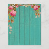 ピンク素朴ローズズティール（緑がかった色）ブルーバーンウッド誕生日 (裏面)