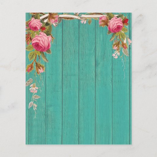 ピンク素朴ローズズティール（緑がかった色）ブルーバーンウッド誕生日 (裏面)