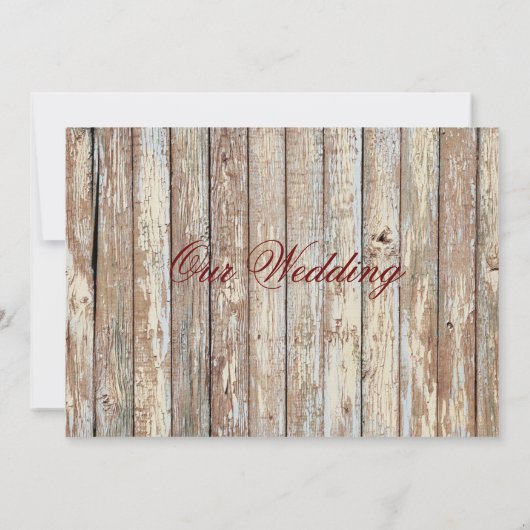 ピンク素朴ローズターコイズバ結婚ラップのrpr1 招待状 (裏面)