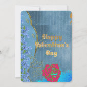 ピンク素朴ローズバレンタインデーパーティーブルーフローラ 招待状 (裏面)