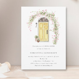 ピンク素朴ローズフラワーガーデンブライダルシャワー 招待状