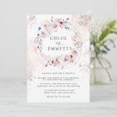 ピンク素朴ローズフローラと金ゴールド結婚ズ 招待状 (スタンド正面)