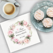 ピンク素朴ローズフローラ第1聖餐式 スタンダードランチョンナプキン