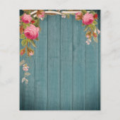 ピンク素朴ローズブルーグリーンバーンウッド誕生日 (裏面)