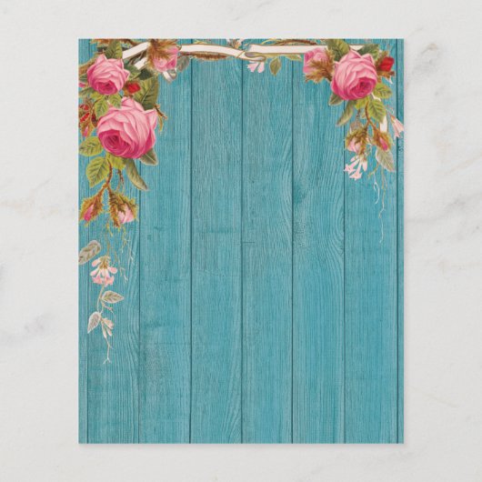 ピンク素朴ローズブルーバーンウッド誕生日 (裏面)