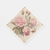 ピンク素朴ローズブーケ スタンダードランチョンナプキン (角)