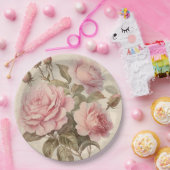 ピンク素朴ローズブーケ ペーパープレート (パーティー)