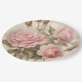 ピンク素朴ローズブーケ ペーパープレート (アングル)