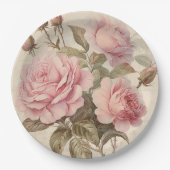 ピンク素朴ローズブーケ ペーパープレート (正面)