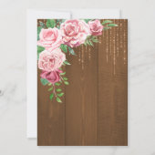 ピンク素朴ローズモノグラムバーンウッド結婚ズ 招待状 (裏面)