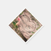 ピンク素朴ローズ&つる植物ホワイト樺の木カスタムパーティー スタンダードカクテルナプキン (角)