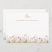 ピンク素朴ワイルドフラワーズブライダルシャワー アドバイスカード (正面/裏面)
