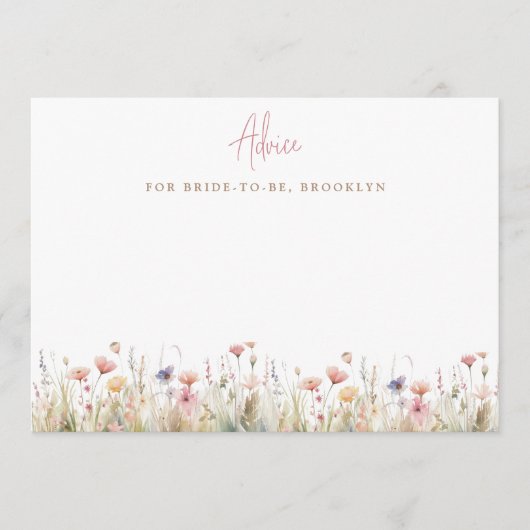 ピンク素朴ワイルドフラワーズブライダルシャワー アドバイスカード (正面)