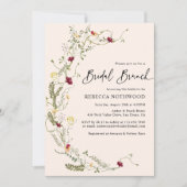 ピンク素朴ワイルドフラワーズブライダルブランチ 招待状 (正面)
