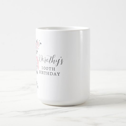 ピンク素朴ワイルドフラワーフローラ100誕生日プレゼント コーヒーマグカップ (中央)