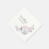 ピンク素朴ワイルドフラワー100th誕生日パーティー スタンダードカクテルナプキン (角)