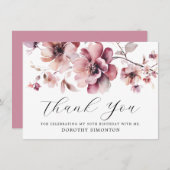 ピンク素朴ワイルドフラワー90誕生日ありがとう (正面/裏面)