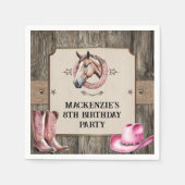 ピンク素朴乗馬の誕生日パーティー スタンダードカクテルナプキン (正面)