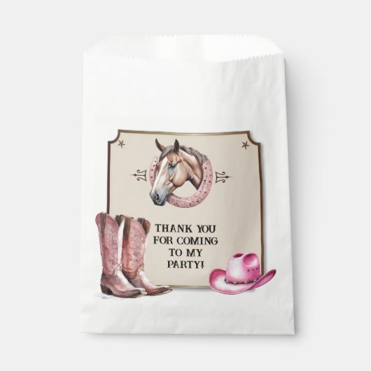 ピンク素朴乗馬の誕生日パーティー フェイバーバッグ (正面)