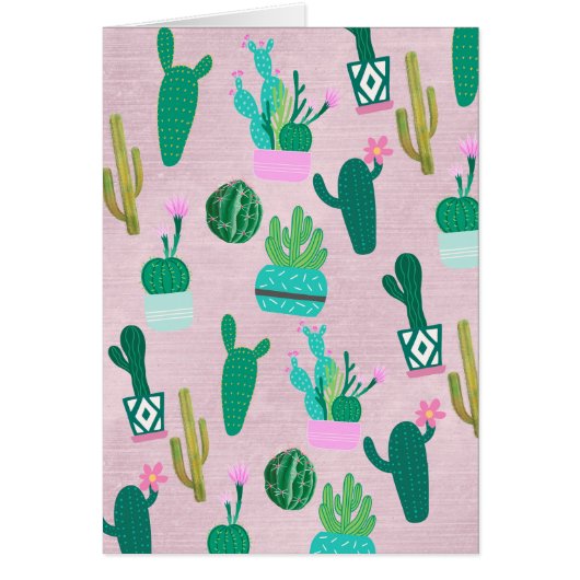 ピンク素朴南西部サボテン植物 (正面)