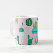 ピンク素朴南西部サボテン植物 コーヒーマグカップ (正面左)