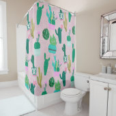 ピンク素朴南西部サボテン植物 シャワーカーテン (インサイチュ)