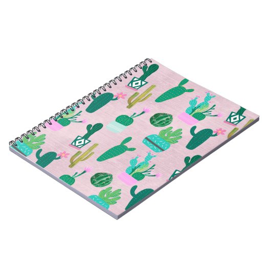 ピンク素朴南西部サボテン植物 ノートブック (左側)