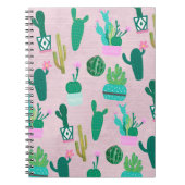 ピンク素朴南西部サボテン植物 ノートブック (正面)