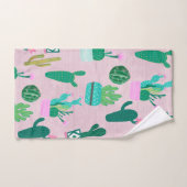 ピンク素朴南西部サボテン植物 バスタオルセット (ハンドタオル)