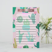 ピンク素朴南西部サボテン植物 便箋 (スタンド正面)