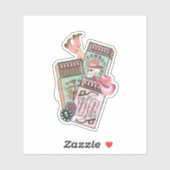 ピンク素朴女性のカーボーイビニールシール シール (シート)