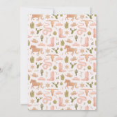 ピンク素朴女性のカーボーイベビーシャワー サンキューカード (裏面)